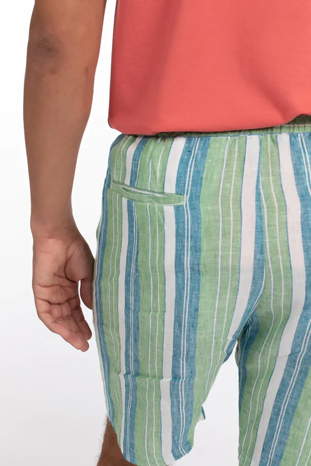JAMES HARPER ELASTIC WAIST BEACH STRIPE LINEN SHORT JHSH20