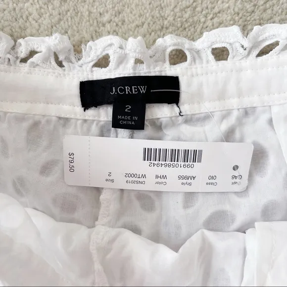 J.Crew White Eyelet Cotton Blend Summer Shorts 2
