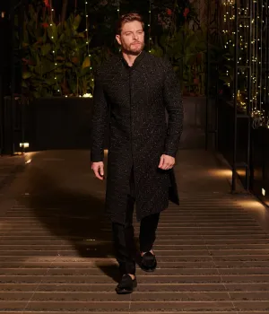 Jet black bandhgala sherwani set