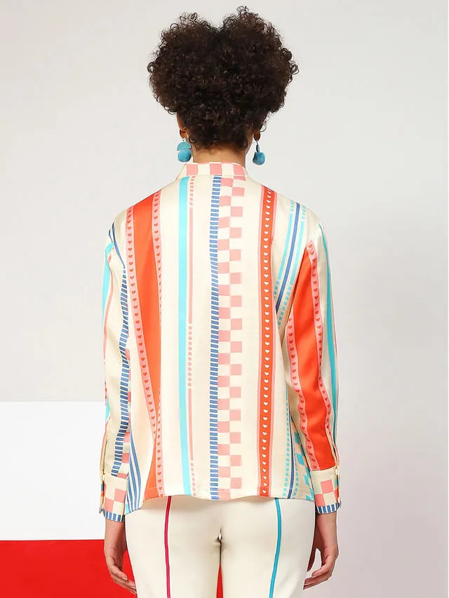 Jil candy stripe crossover shirt