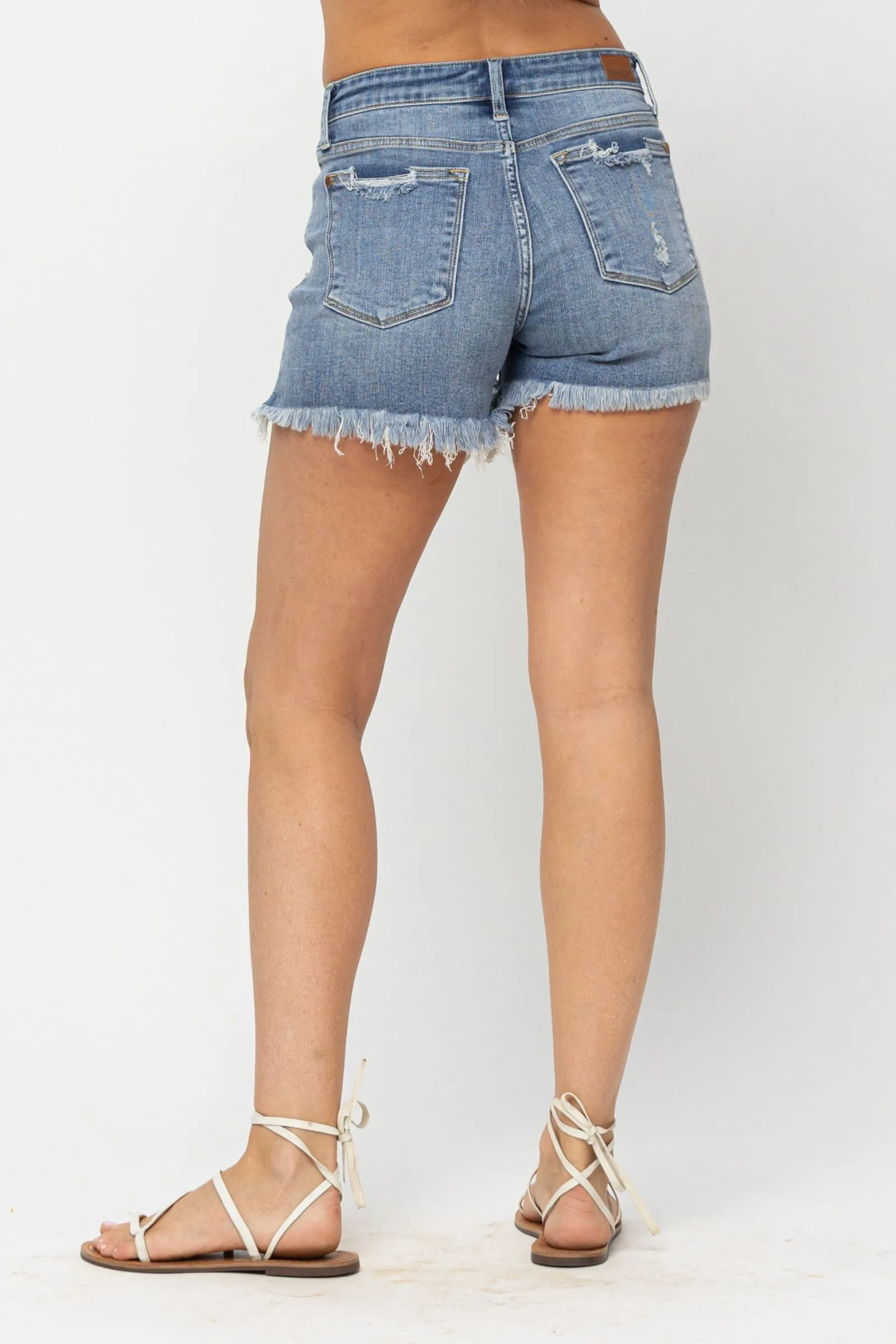 Judy Blue Small Town Girl Destroyed Denim Shorts-Small-3XL