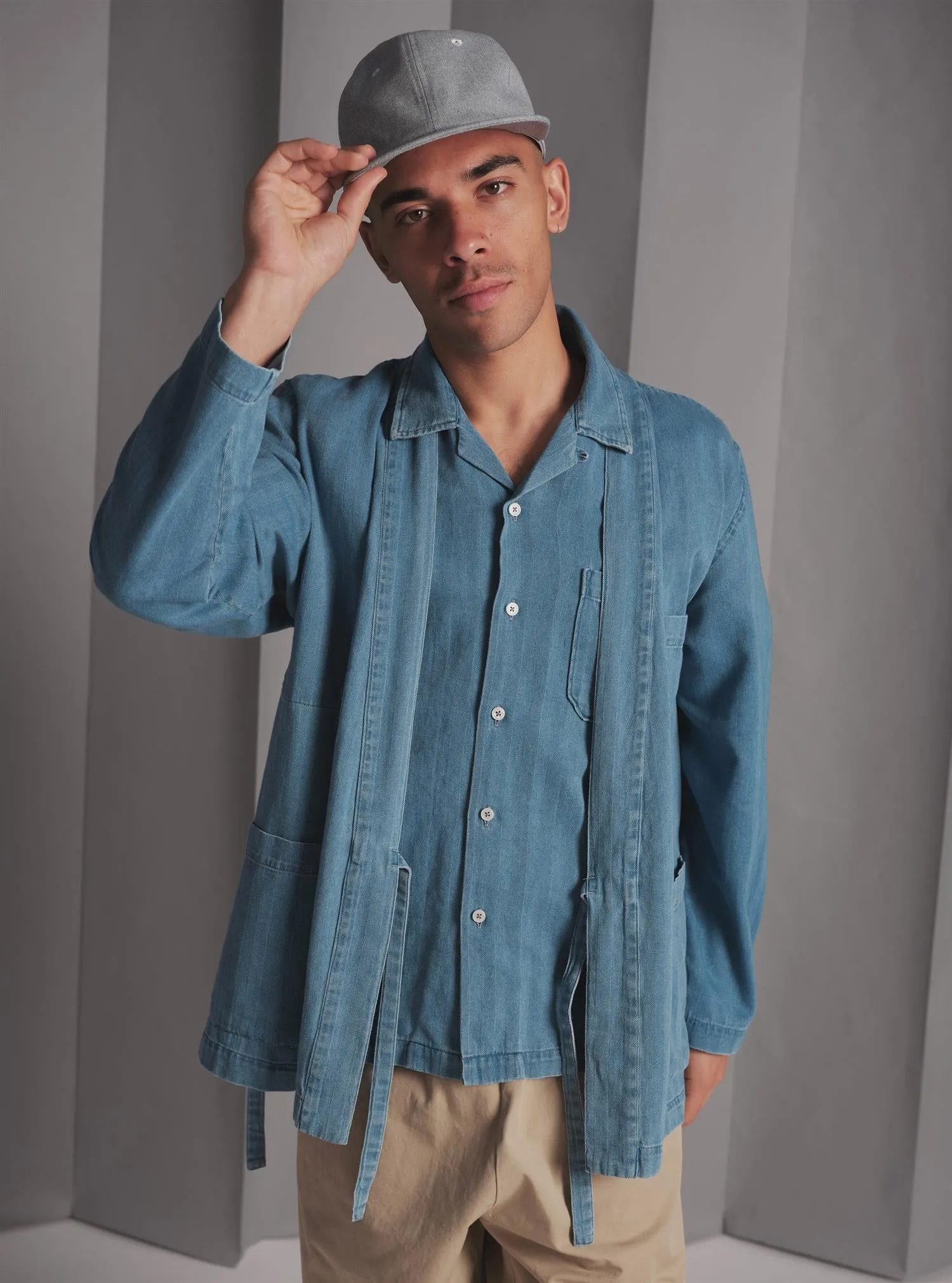 Kyoto Work Jacket - Washed Indigo Herringbone Denim