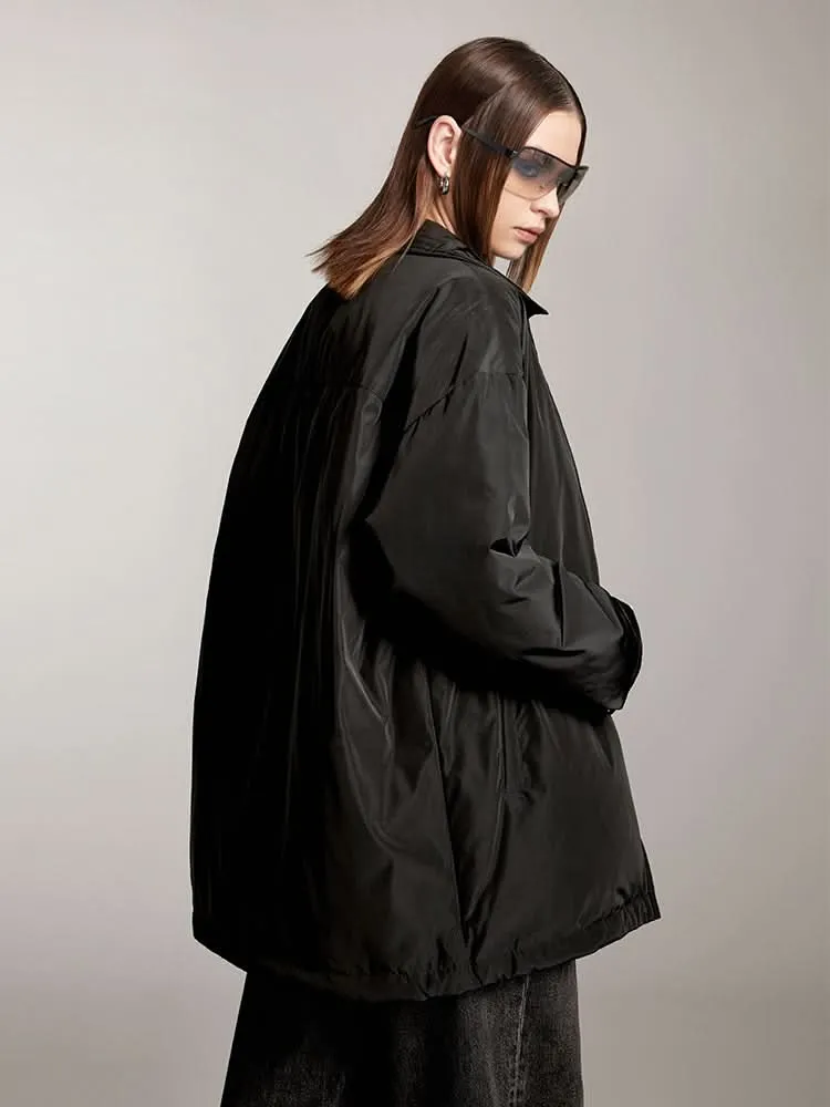 Lapel Loose Fit Down Jacket With Printed