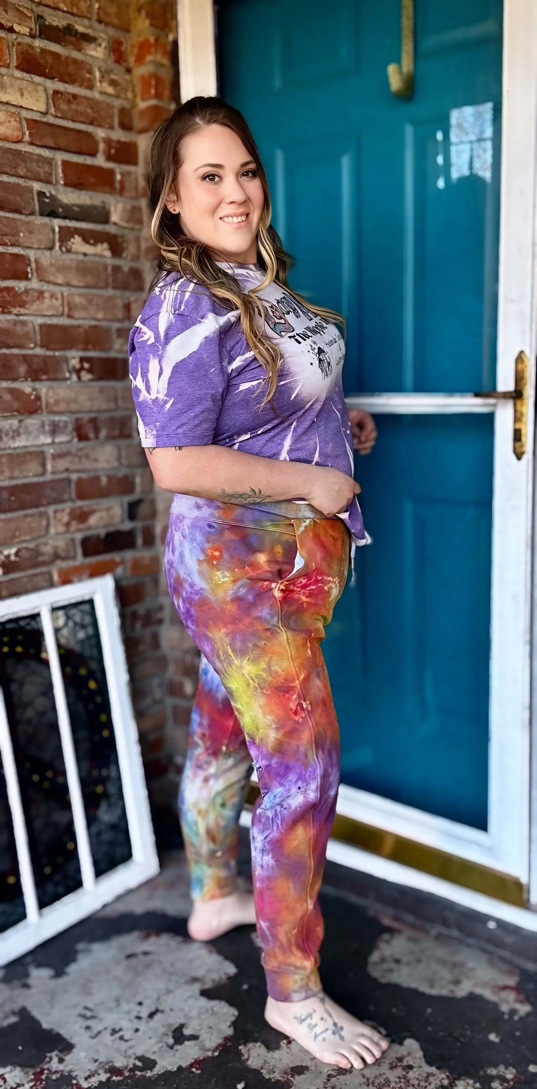 Large Rainbow Smear Unisex Sweat pants with drawstring