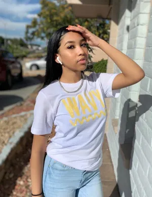 Lemon Sugar Glitter Wavy | White Tee