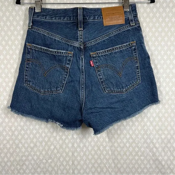 Levi’s Premium Dark Wash Ribcage Shorts