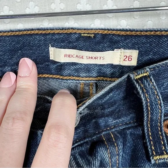 Levi’s Premium Dark Wash Ribcage Shorts
