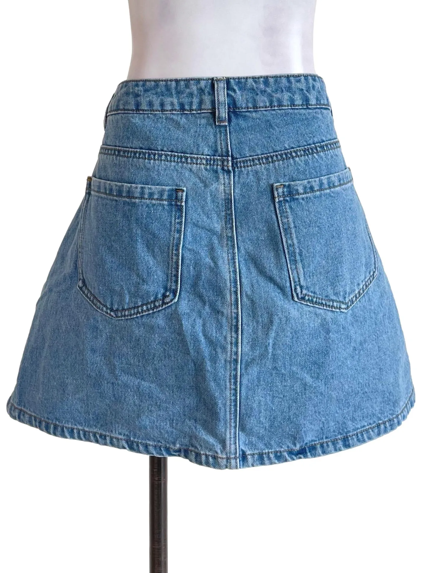 Light Blue Ripped Jean Skort
