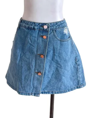 Light Blue Ripped Jean Skort