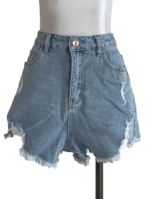 Light Blue Ripped Shorts Denim