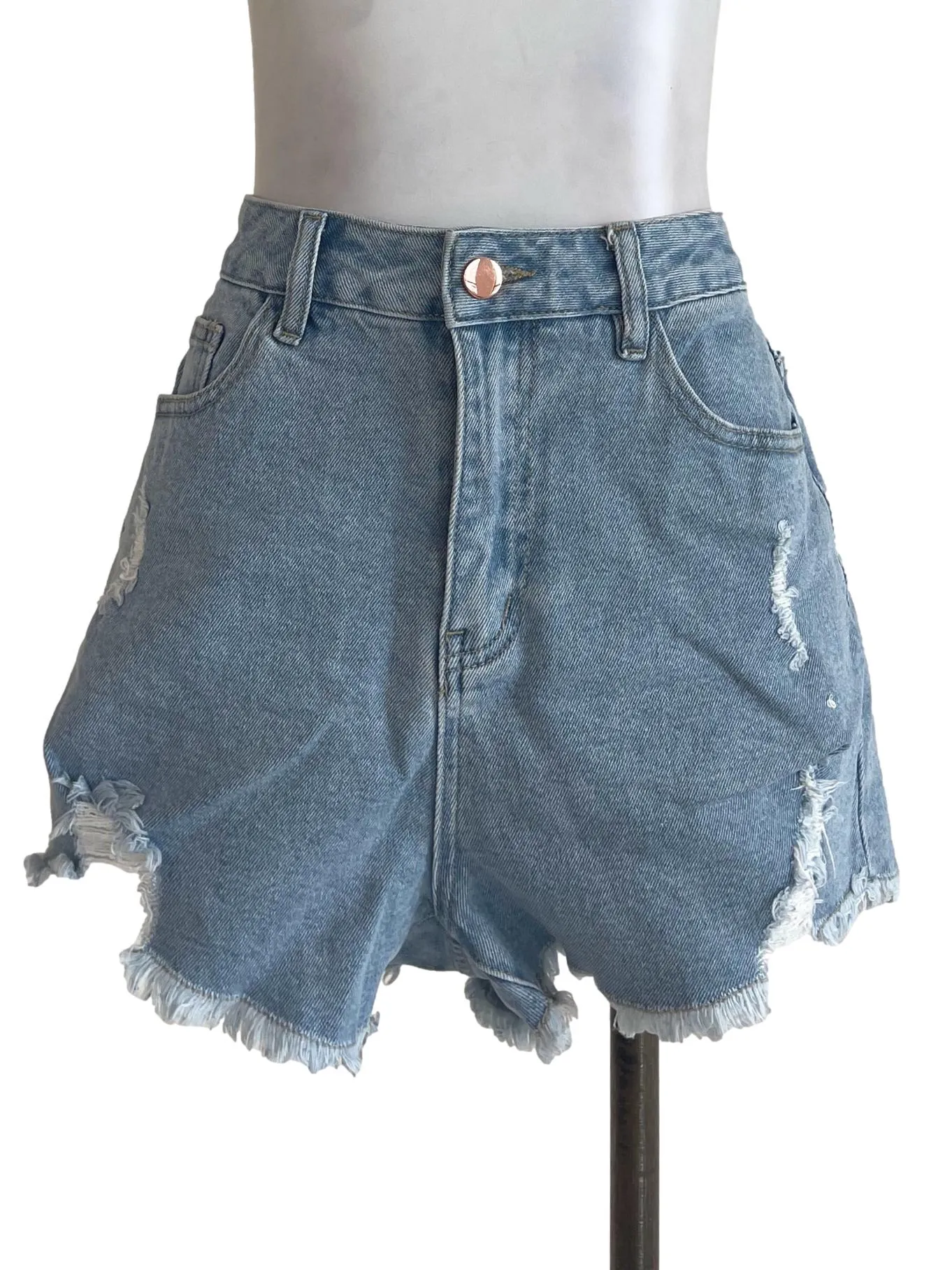 Light Blue Ripped Shorts Denim