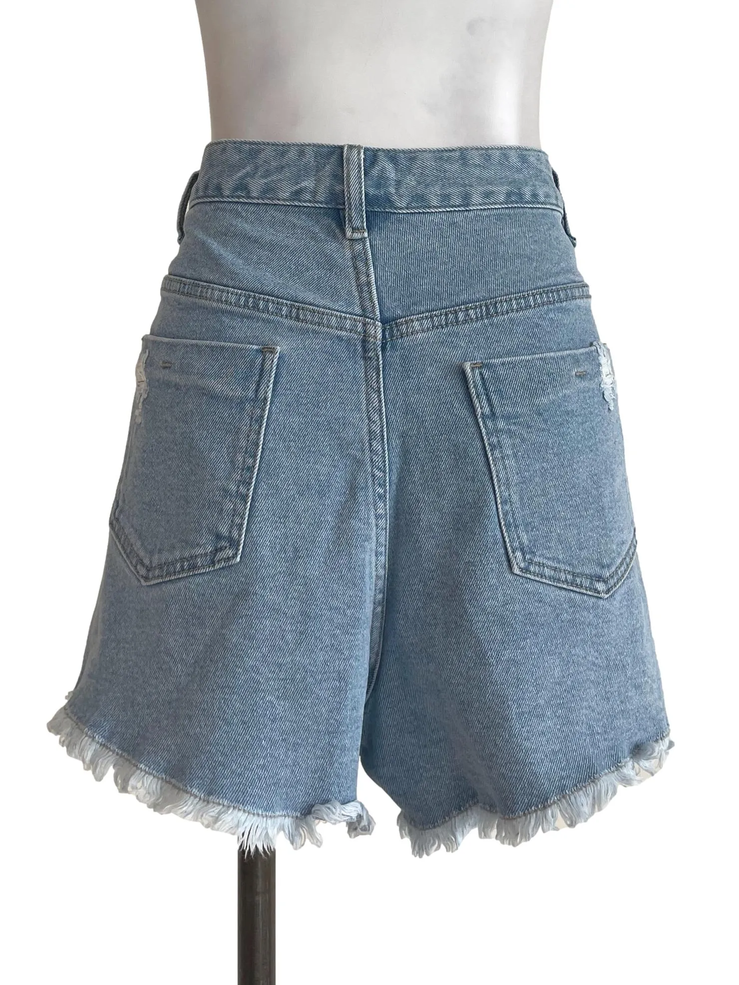 Light Blue Ripped Shorts Denim