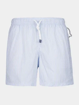 Light Blue Striped Swim Shorts