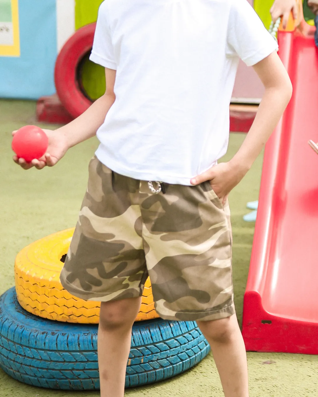 Light Khaki Camo Cargo Shorts - Kids Unisex