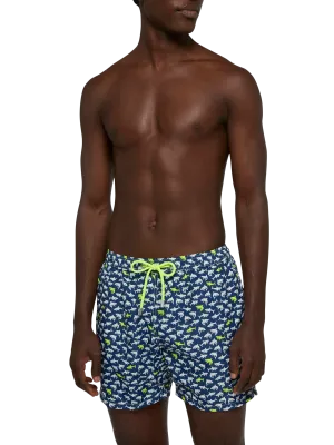 Lightweight fabric swim shorts Lighting with shark print