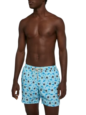 Lightweight fabric swim shorts Lighting with watch print