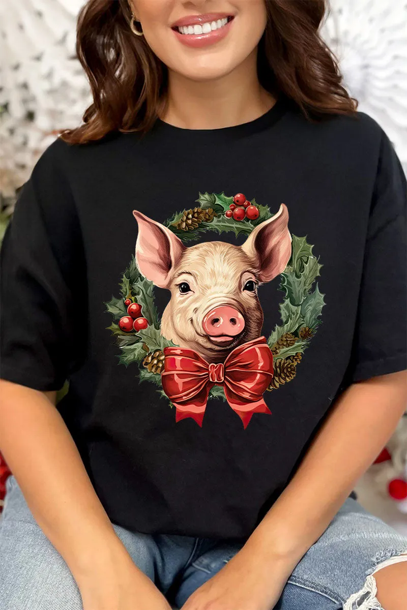 Little Piggy Christmas On The Farm Short Sleeve Relaxed Fit T-Shirt