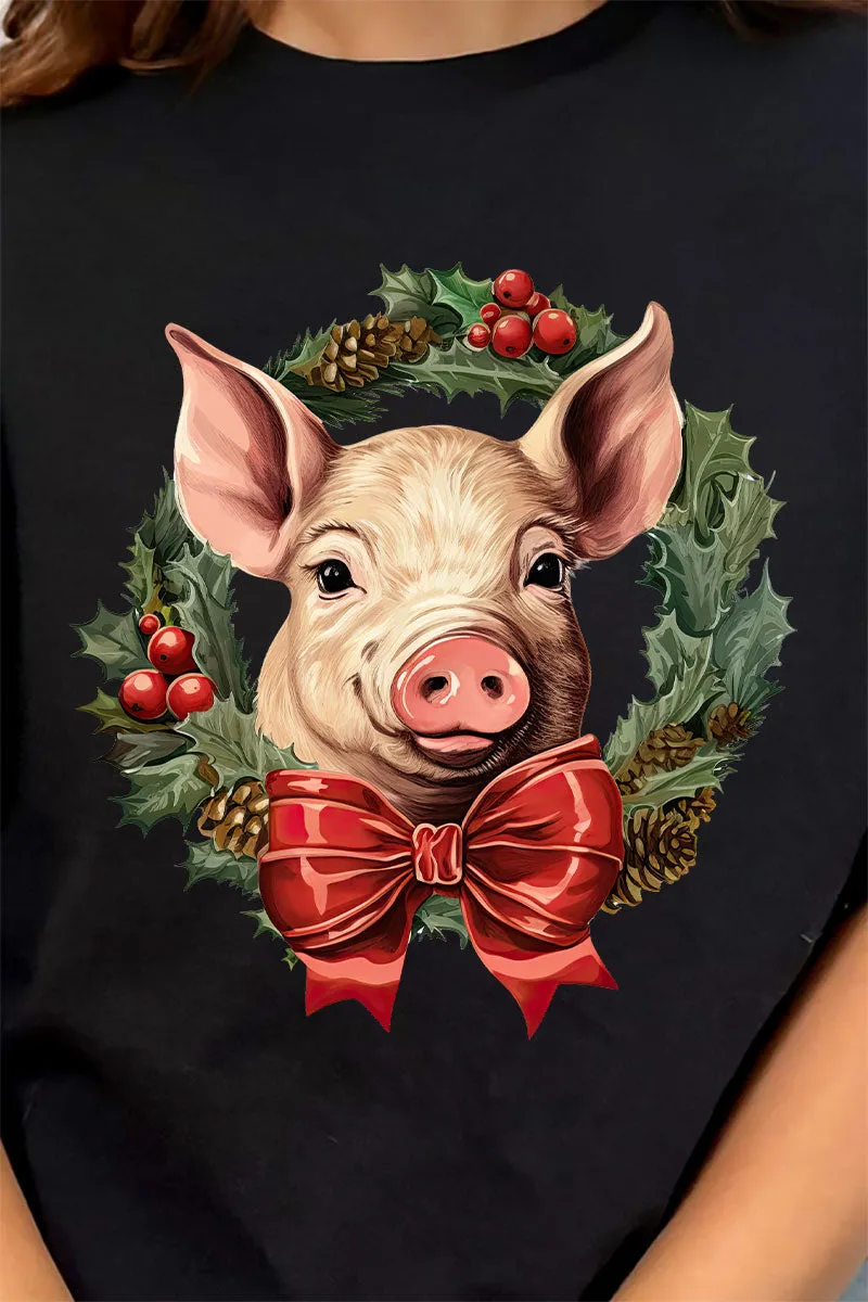 Little Piggy Christmas On The Farm Short Sleeve Relaxed Fit T-Shirt