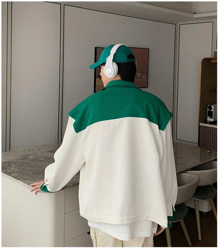 Loose Colorblock Baseball Jacket