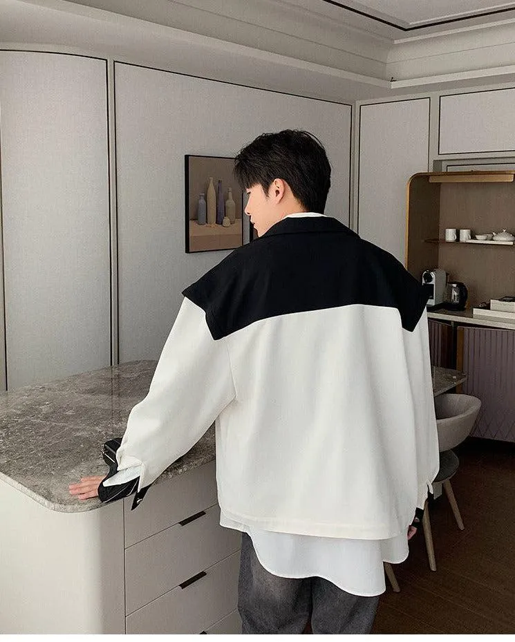 Loose Colorblock Baseball Jacket