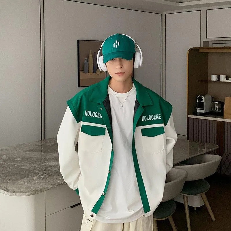 Loose Colorblock Baseball Jacket