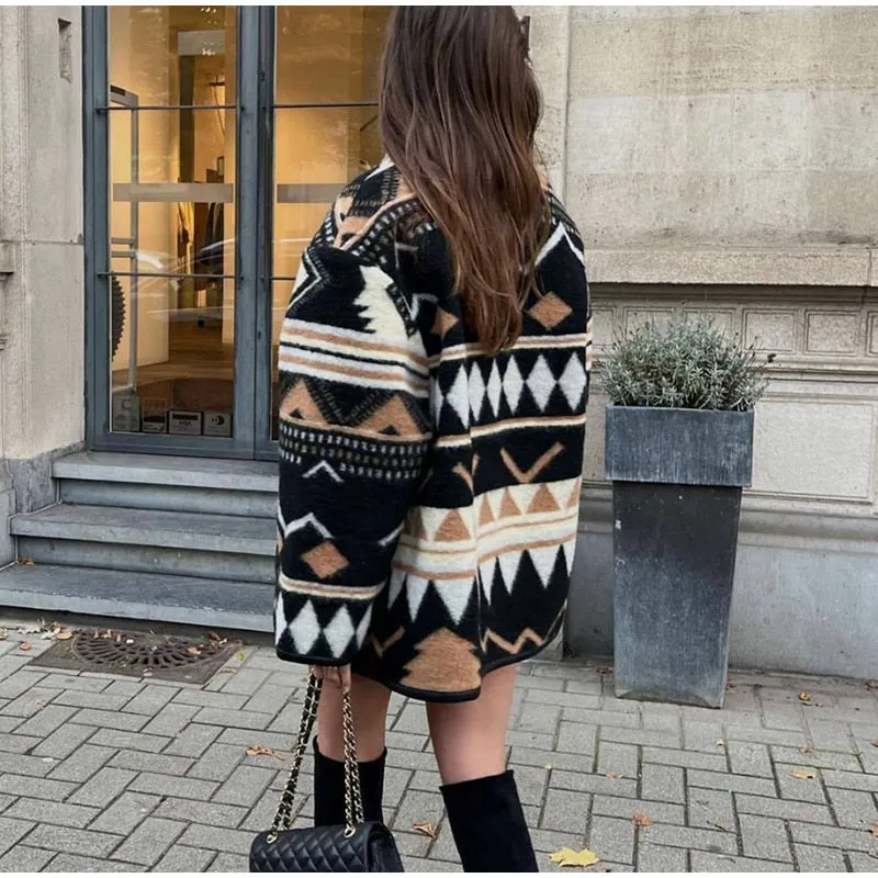 Loose Geometric Boho Jacket