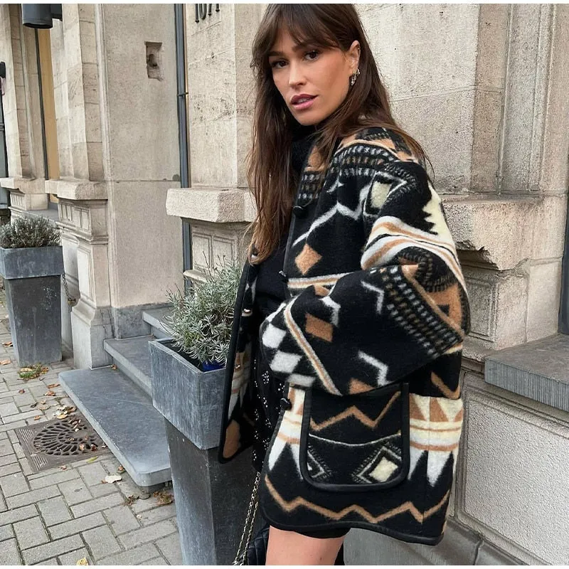 Loose Geometric Boho Jacket