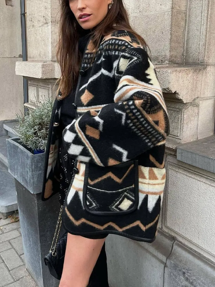 Loose Geometric Boho Jacket