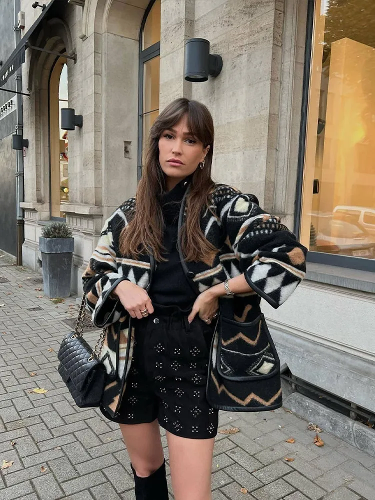Loose Geometric Boho Jacket