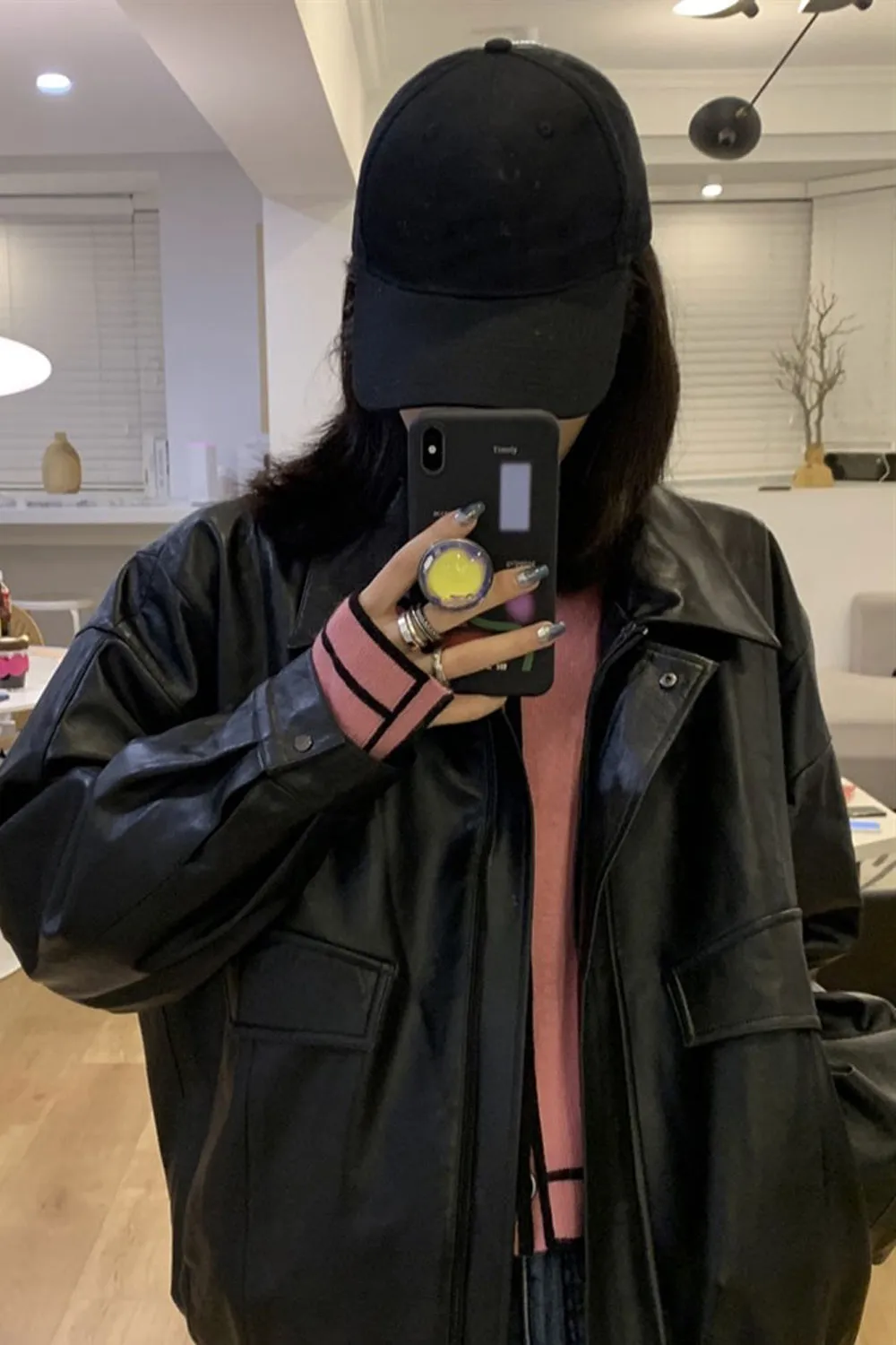 Loose Retro Faux Leather Women Jackets