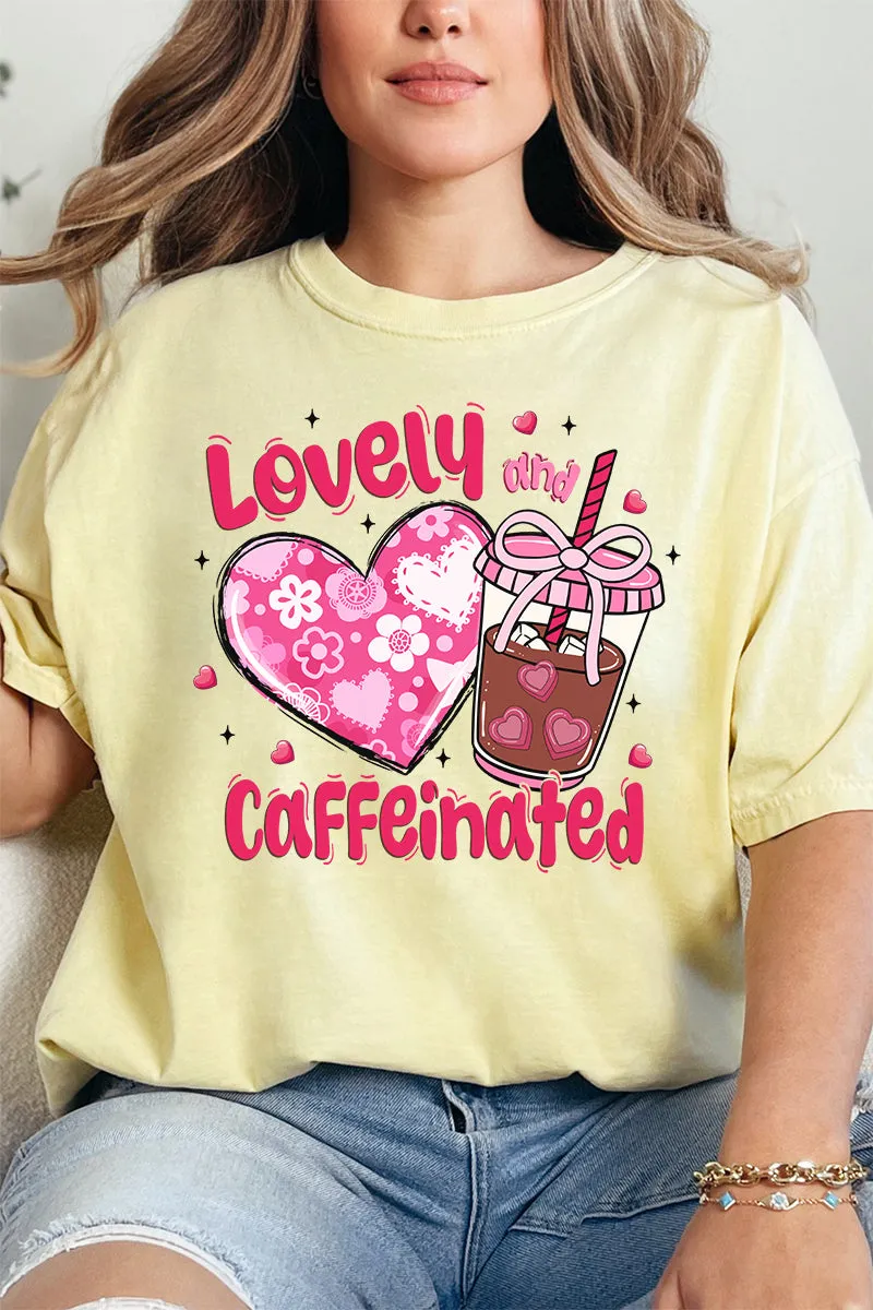 Lovely And Caffeinated Comfort Colors Adult Ring-Spun Cotton Tee