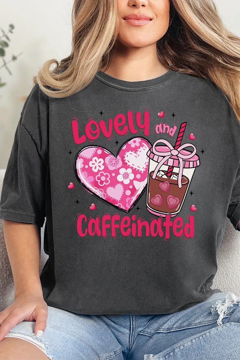 Lovely And Caffeinated Comfort Colors Adult Ring-Spun Cotton Tee