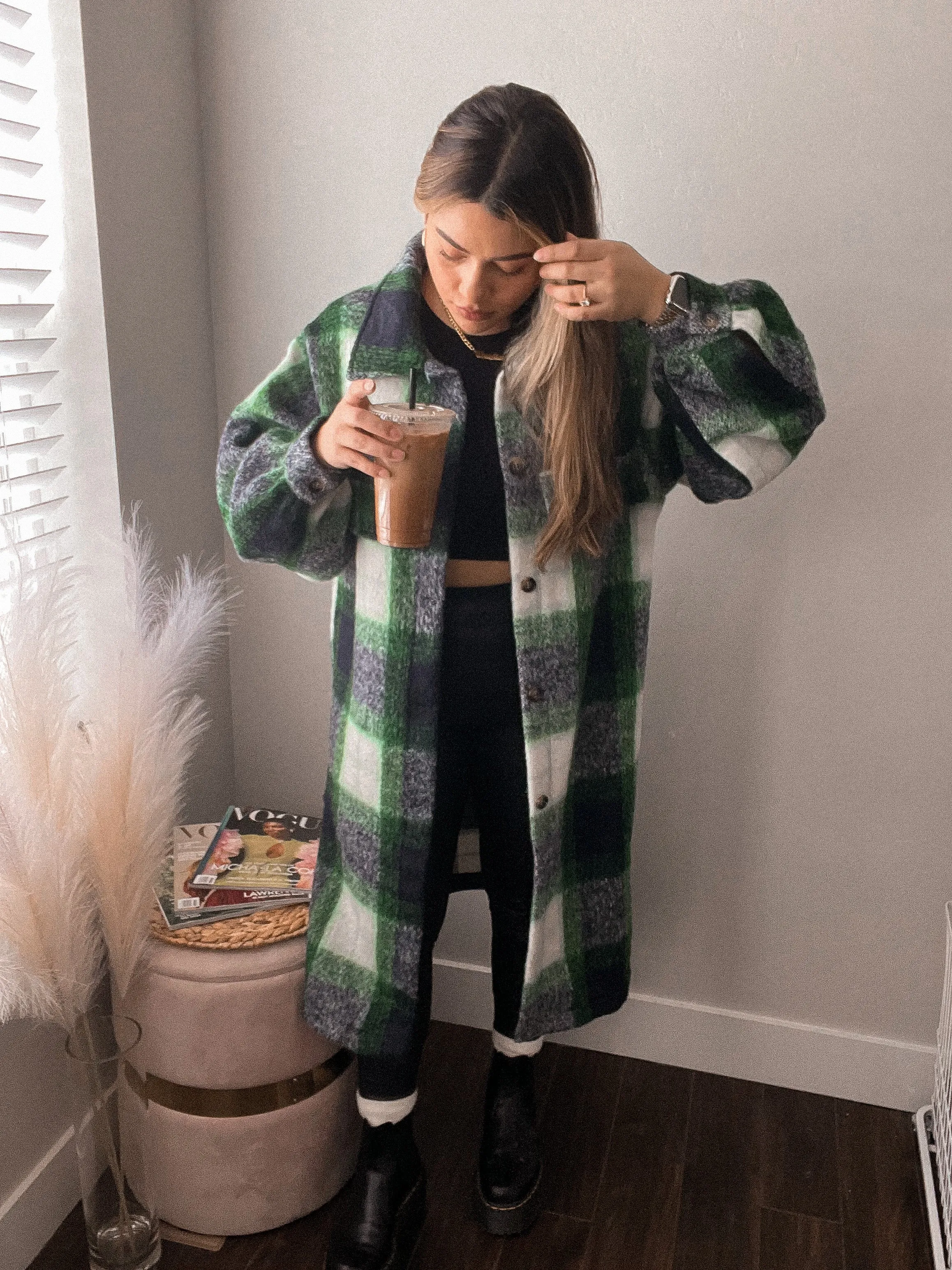 lucky you plaid long jacket  on his