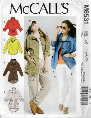 McCall's 6531 Womens Loose Fitting Casual Outdoor Jacket Out Of Print Sewing Pattern Sizes L - XXL UNCUT Factory Folded