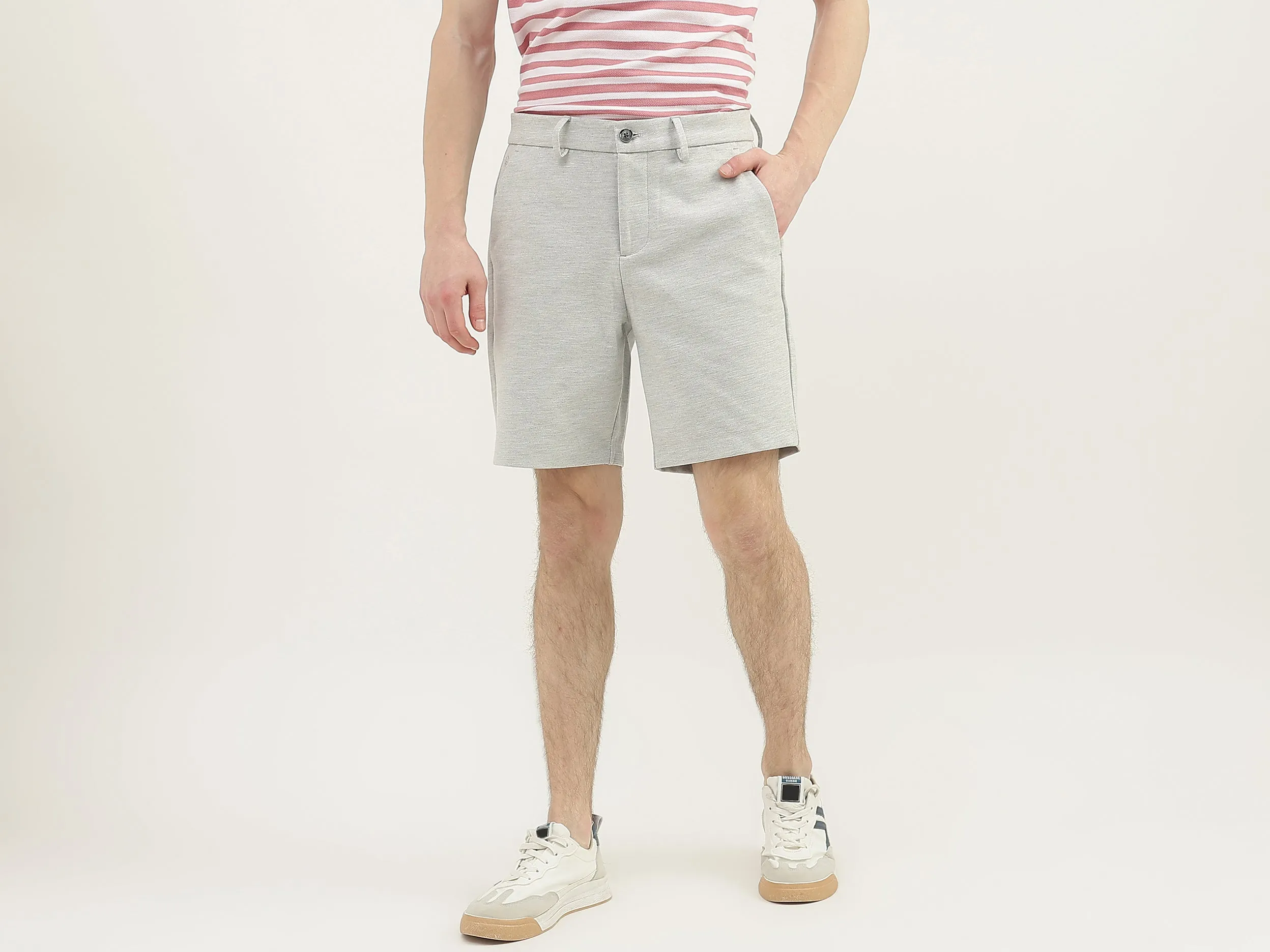 Men Textured Slim Fit Shorts
