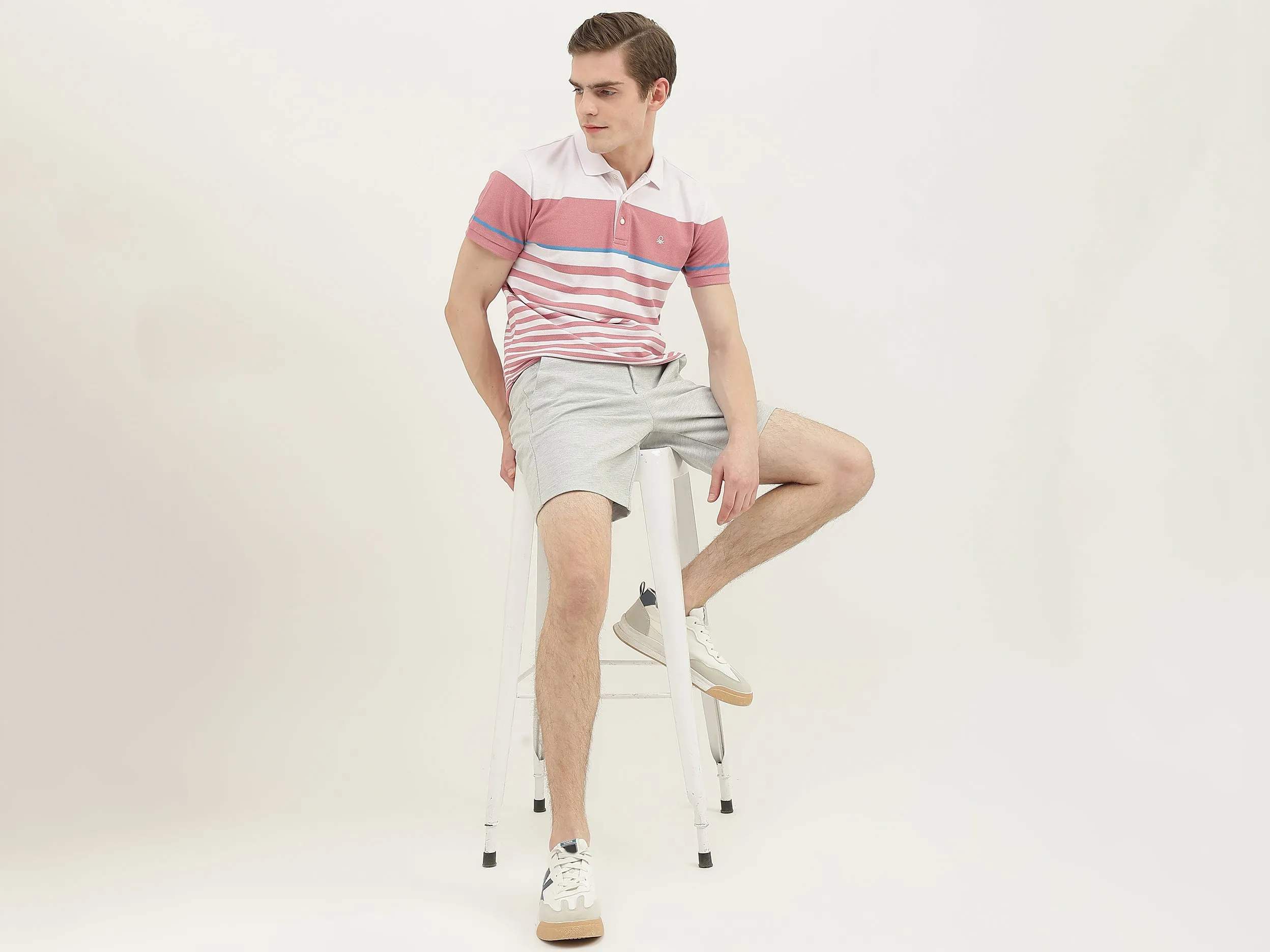Men Textured Slim Fit Shorts