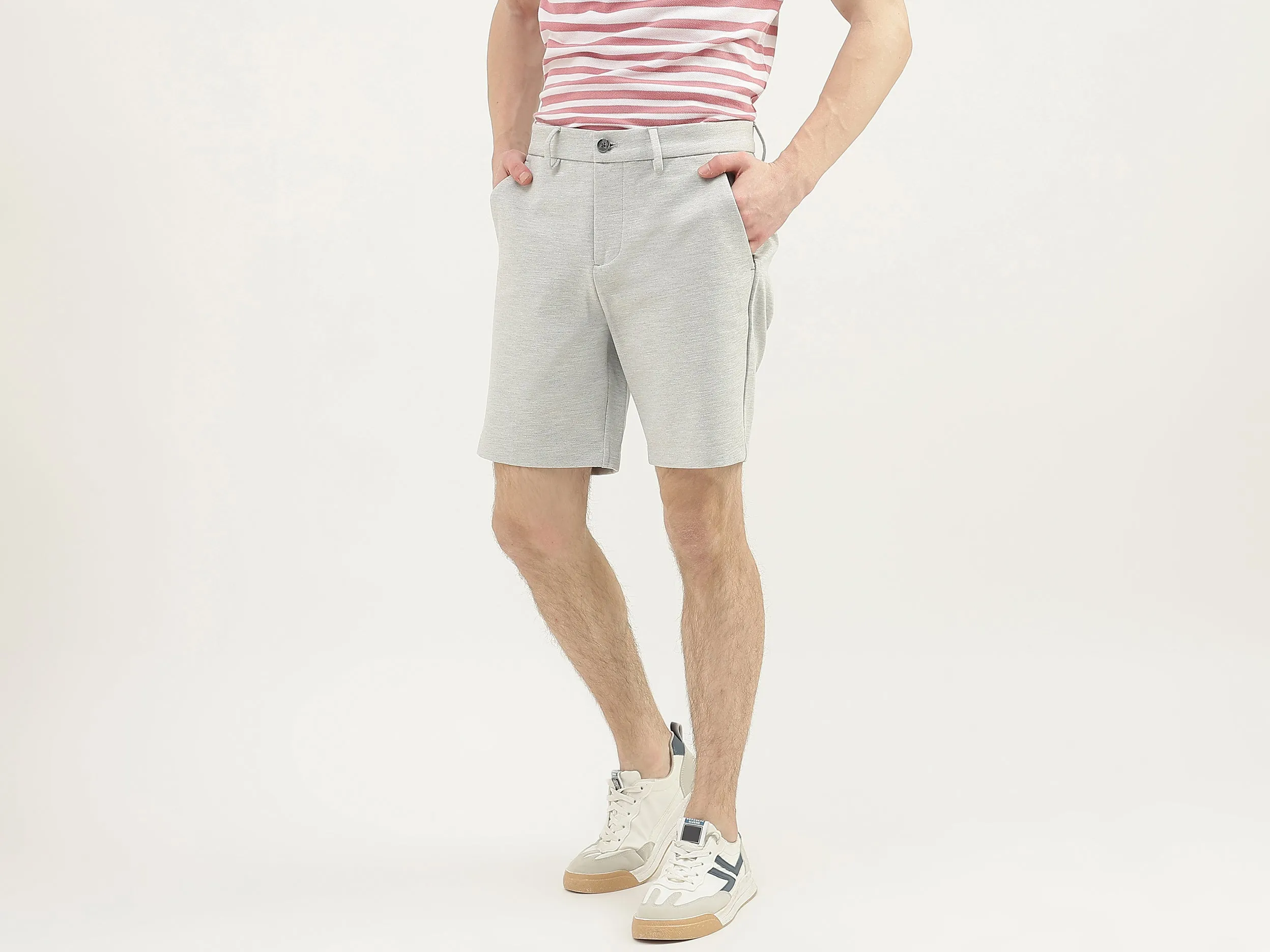 Men Textured Slim Fit Shorts