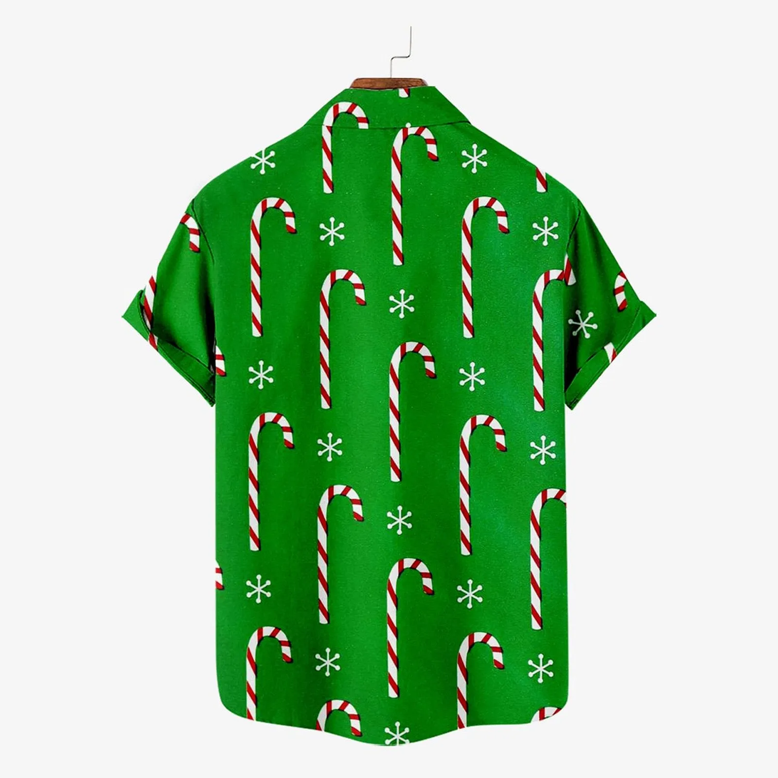 Men's Christmas Contrast Design Pattern Short Sleeve Shirt