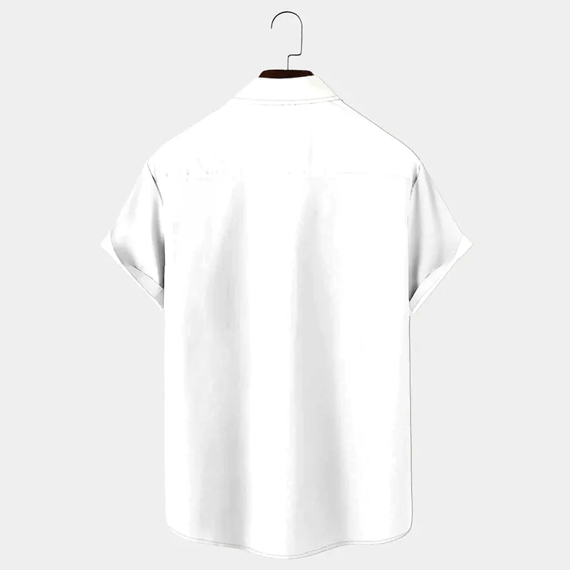Men's Christmas Snowman Print Holiday Short Sleeve Shirt