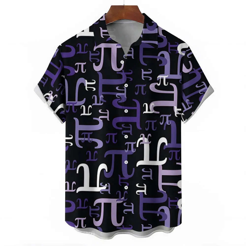 Men's Funny Math Printed Button Down Casual Shirts 2407001358