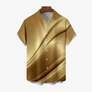 Men's Golden Texture Curve Casual Short Sleeve Shirt 2401000049