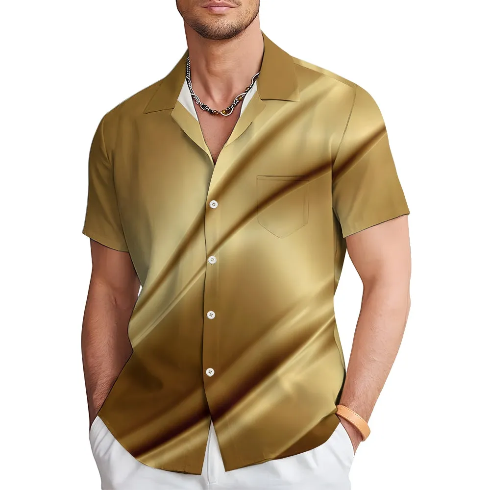 Men's Golden Texture Curve Casual Short Sleeve Shirt 2401000049