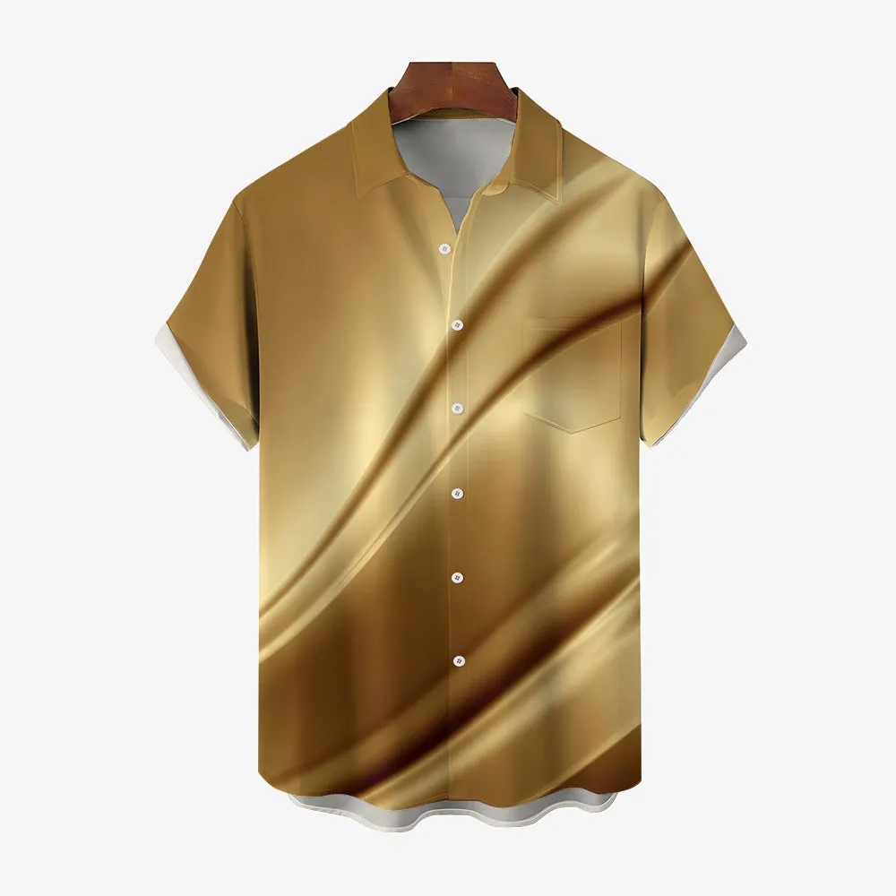 Men's Golden Texture Curve Casual Short Sleeve Shirt 2401000049