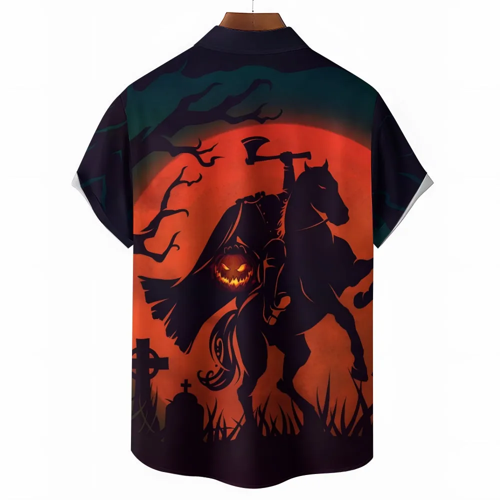 Men's Halloween print short-sleeved shirt 2408005943