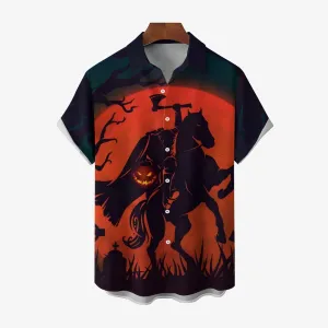 Men's Halloween print short-sleeved shirt 2408005943