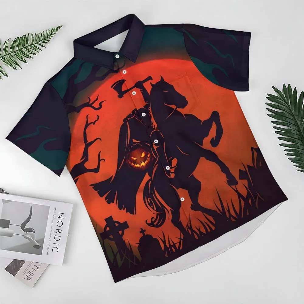 Men's Halloween print short-sleeved shirt 2408005943