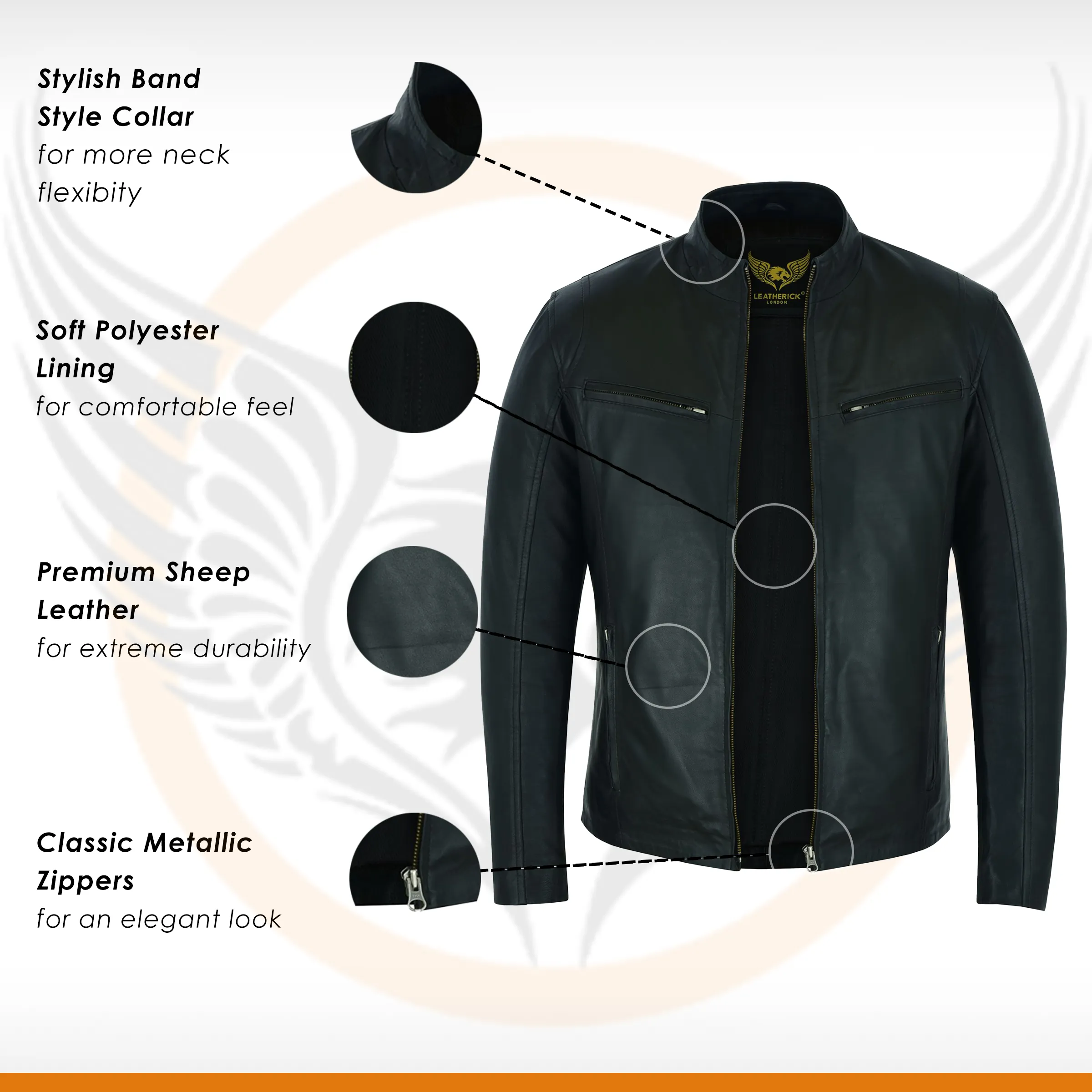 Mens Hooper Black Leather Jacket