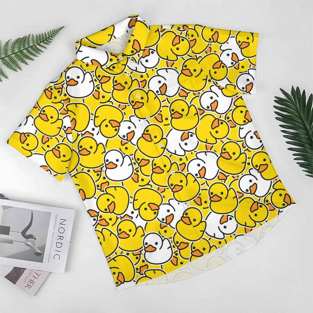 Men's Little Yellow Duck Jump Color Casual Fashion Short Sleeve Shirt 2307101456
