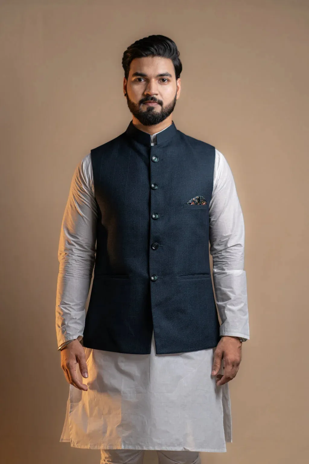Men's Navy Blue Nehru Jacket