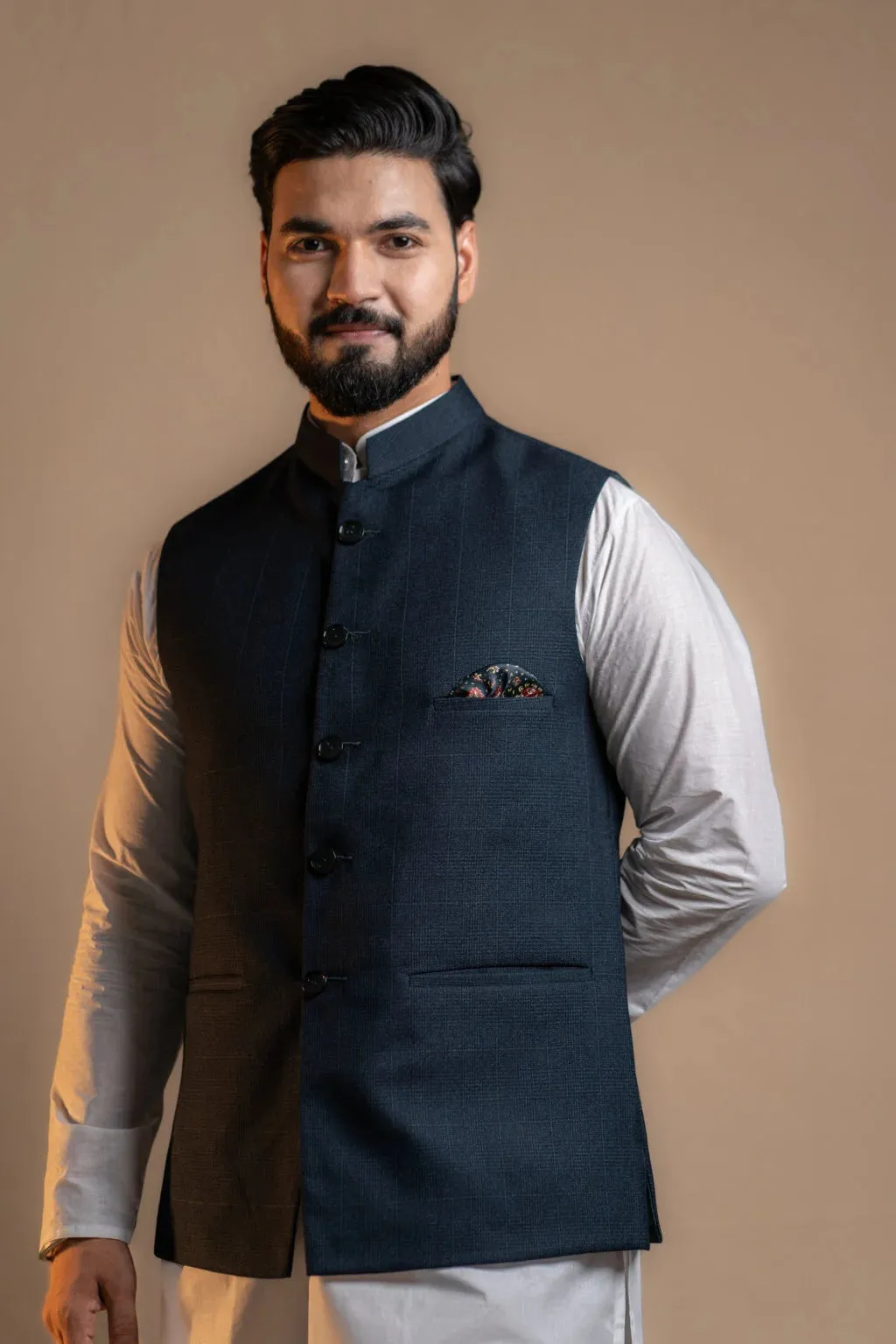 Men's Navy Blue Nehru Jacket